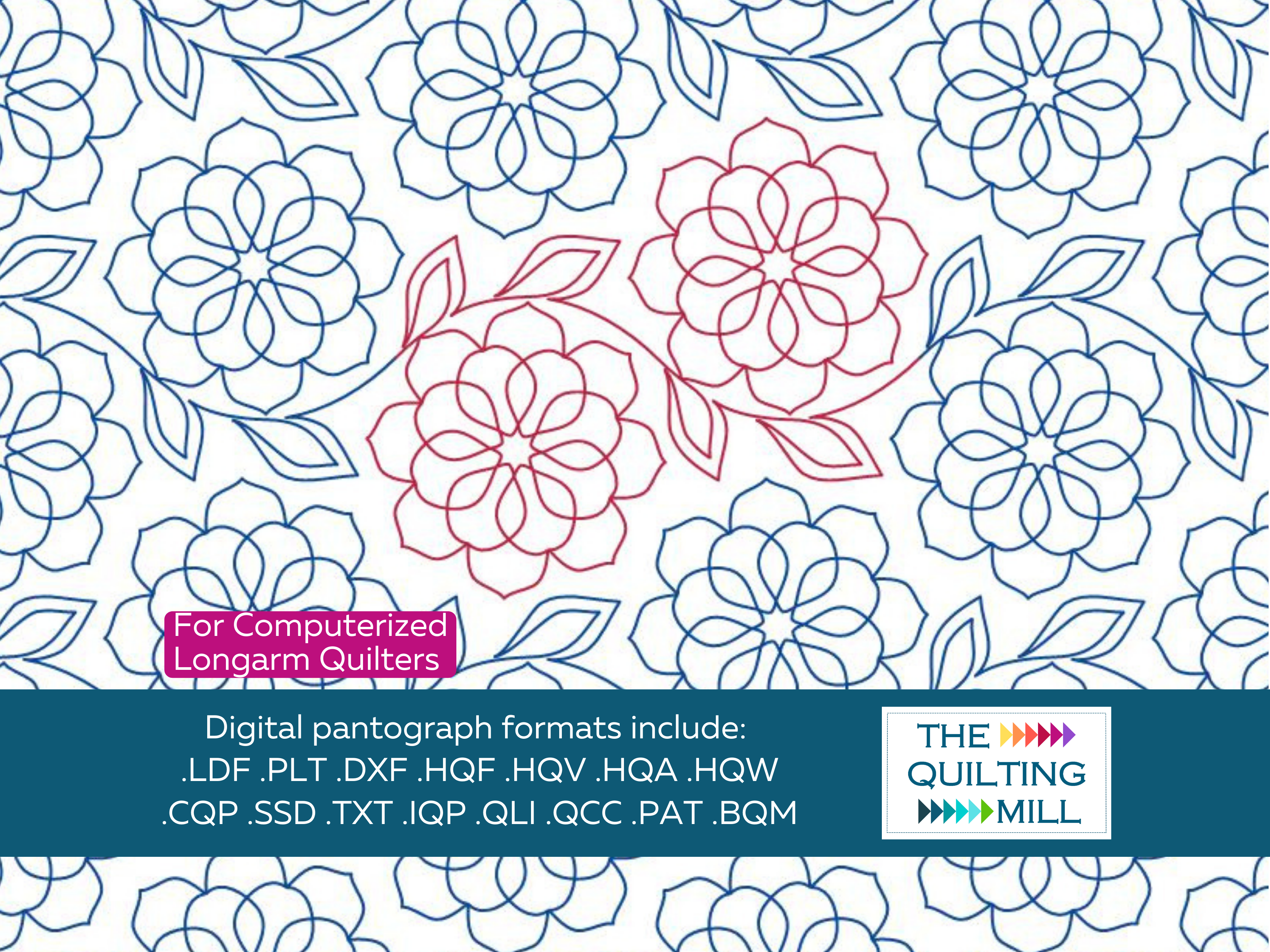 Dreamy Dahlia floral pantograph – soft romantic layered dahlia petal design for longarm quilting machines