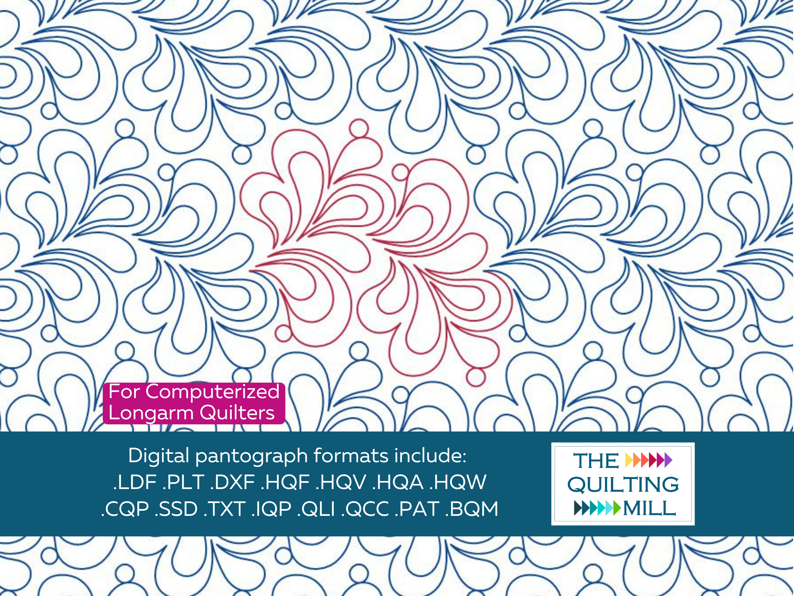 Feather Fancy feather pantograph pattern stitched edge-to-edge on a full quilt, showcasing the heirloom quilting pantograph look with rows of sweeping feather plumes across the entire surface.