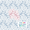 Feather Fancy feather pantograph pattern by The Quilting Mill featuring sweeping feather plumes and scattered dot accents in a continuous-line design for elegant longarm quilting.