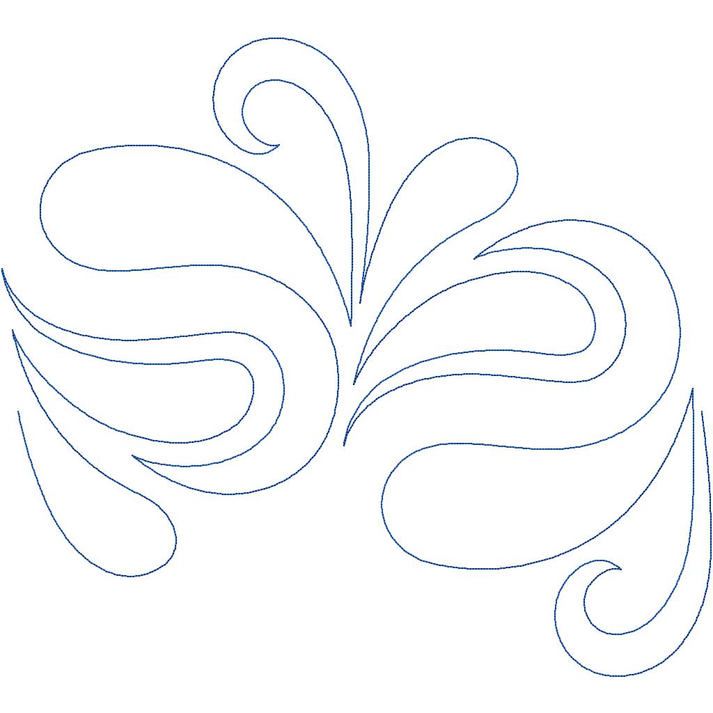 Close-up of Feathered Chevron pantograph showing feather curls set into a chevron stitch path