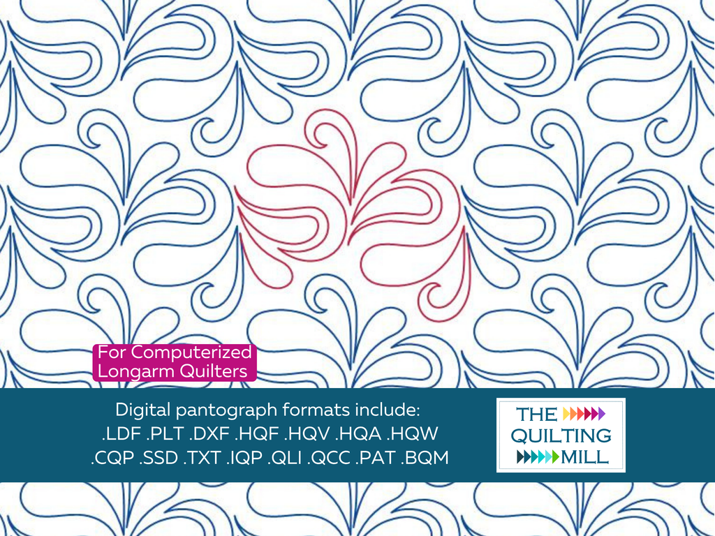 Feathered Chevron pattern repeat with The Quilting Mill logo showing continuous feather chevron rows