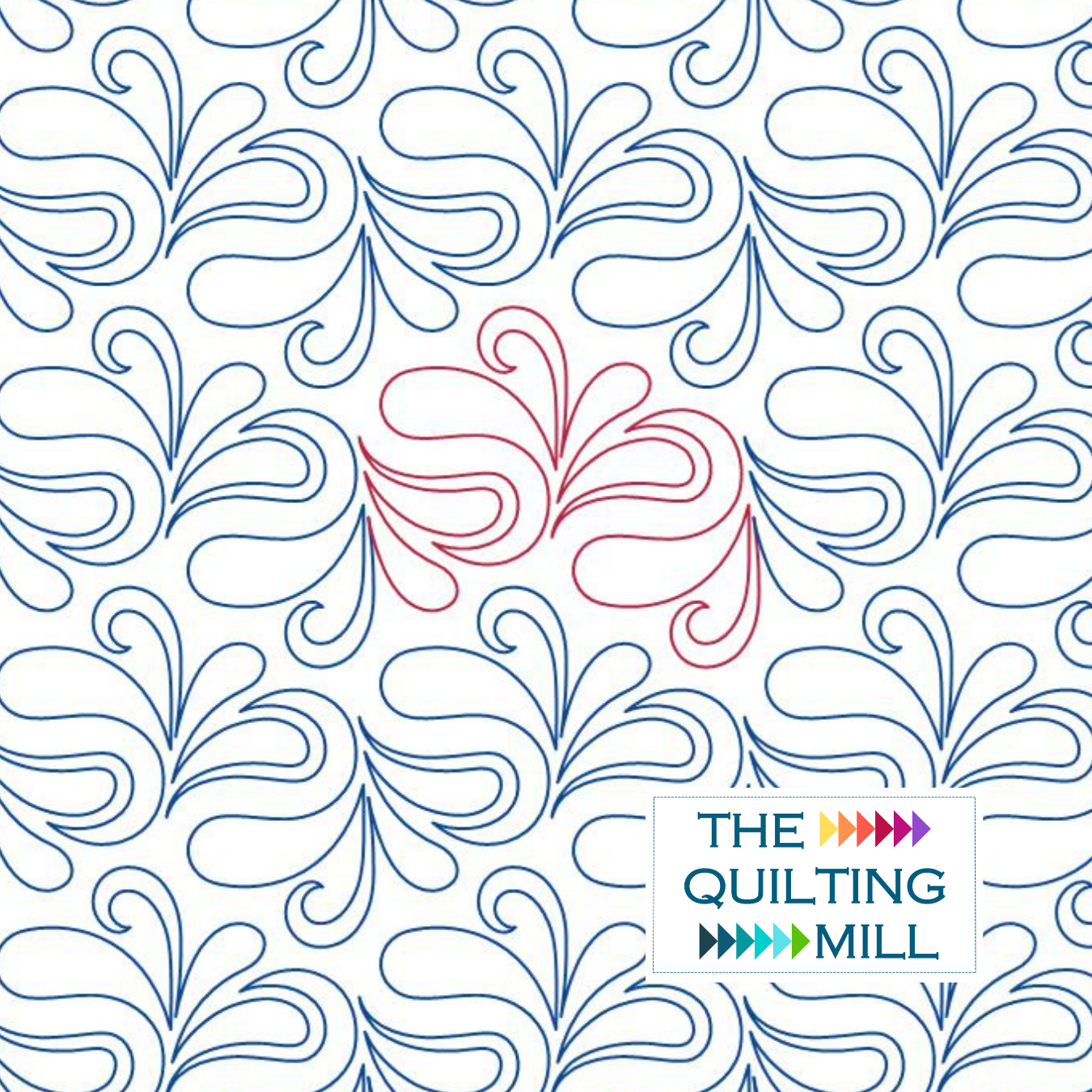 Feathered Chevron digital quilting design pantograph pattern with feather and chevron rows for longarm quilting
