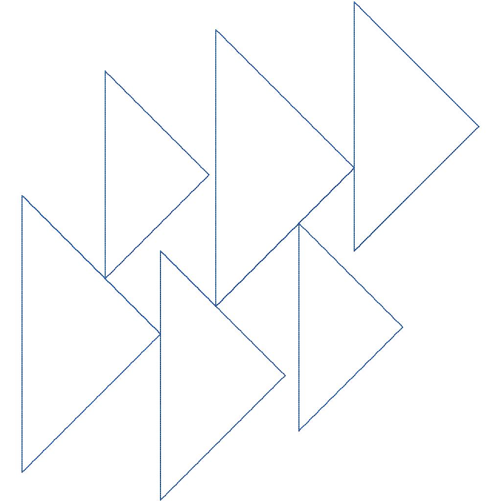 Single repeat of the Flankies geometric pantograph design, a digital pantograph for longarm quilting featuring nested triangles in a clean, structured continuous-line pattern.