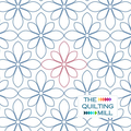 Floragrid floral digital pantograph featuring bold geometric flower shapes in a modern edge-to-edge grid layout for longarm quilting