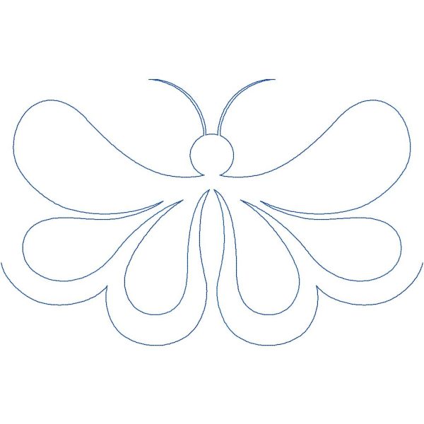 Close-up of Fluffy Butterfly butterfly quilting pantograph showing soft fluffy wings and gentle curved detail