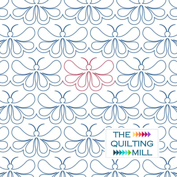 Fluffy Butterfly longarm quilting pattern – cute whimsical butterfly design with 50% offset for longarm quilting machines