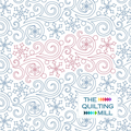 Frosty Dreams Christmas digital pantograph design with swirling snowflakes and icy curls in an elegant edge-to-edge holiday pattern