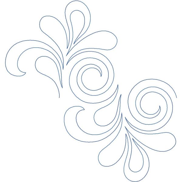 Close-up of Gala swirl pantograph pattern showing detailed curvy scrollwork and elegant swirling pantograph quilting design