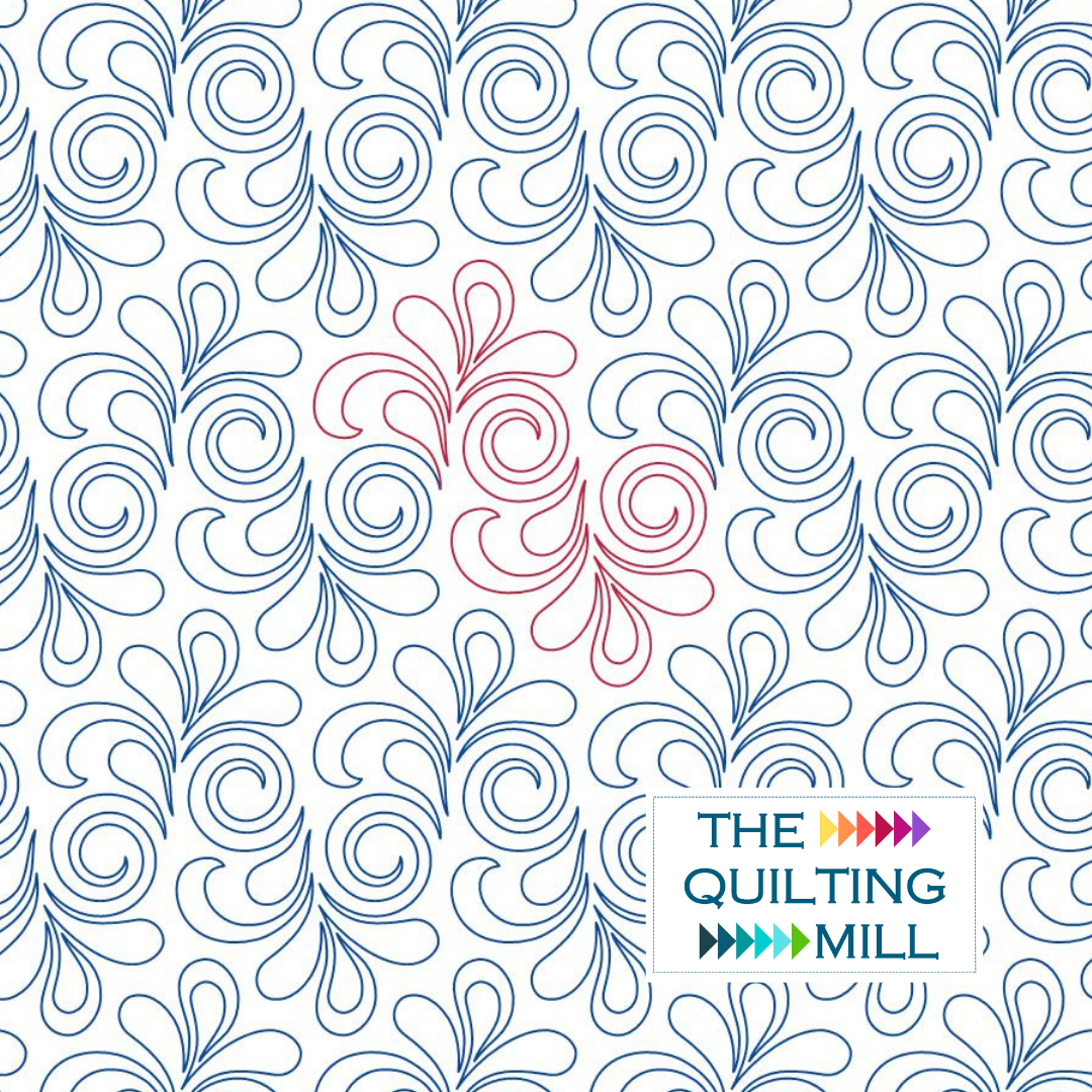 Gala swirl pantograph pattern by The Quilting Mill — a sophisticated edge-to-edge swirl quilting pantograph for longarm quilting