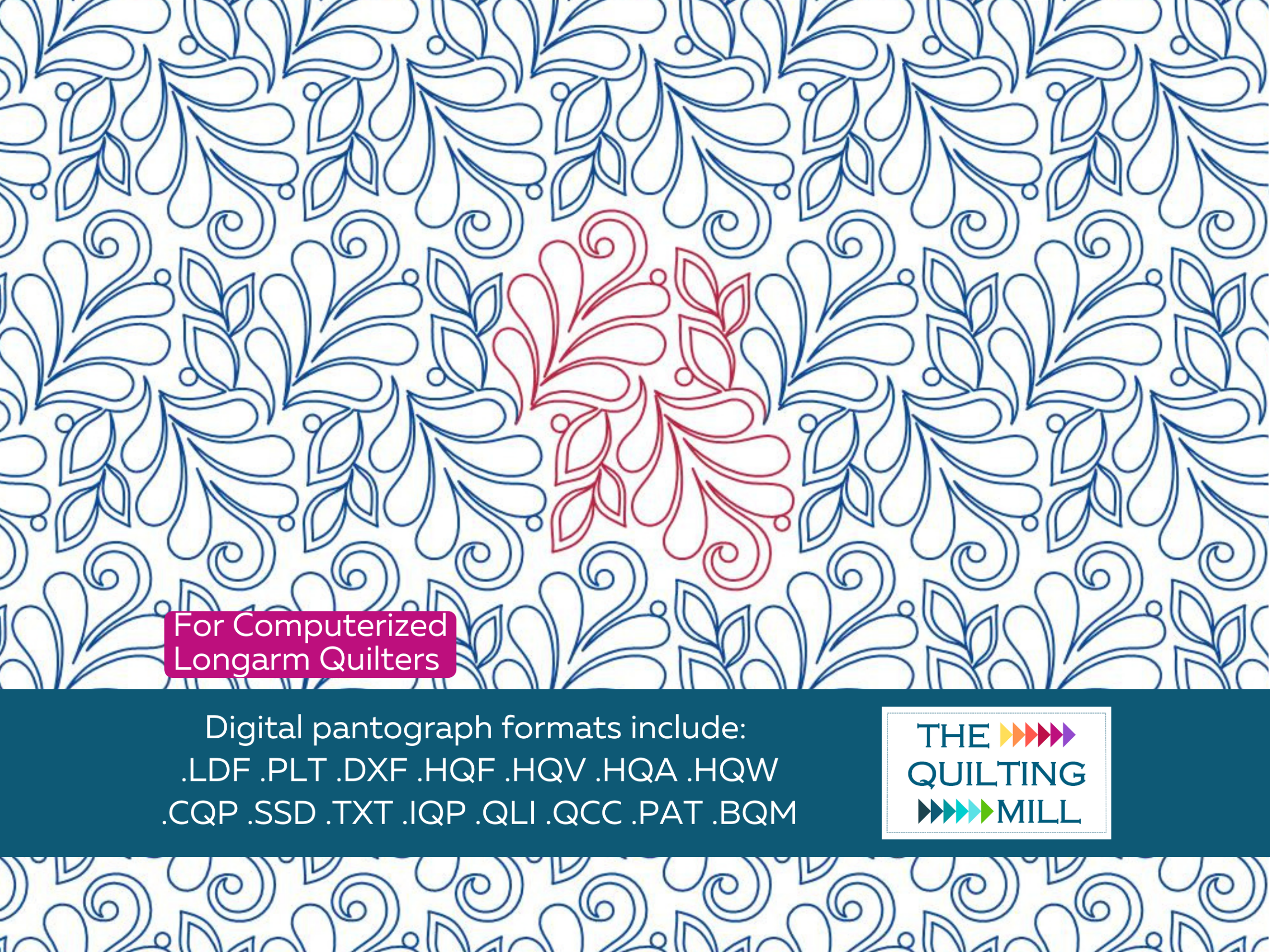 Genesis ornamental quilting pantograph design by The Quilting Mill – digital pantograph for longarm machines