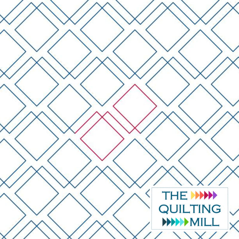 Hopscotch Squares modern square digital pantograph showing bold staggered geometric squares in a clean grid edge-to-edge longarm quilting design