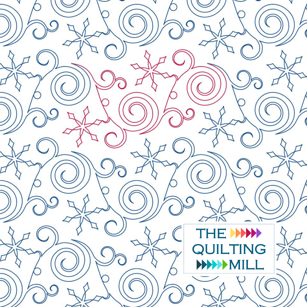Ice Crystal Blitz Christmas quilting pantograph product image with The Quilting Mill logo
