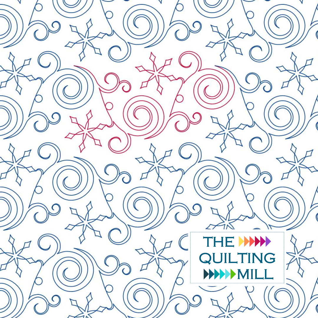 Ice Crystal Blitz Christmas quilting pantograph product image with The Quilting Mill logo
