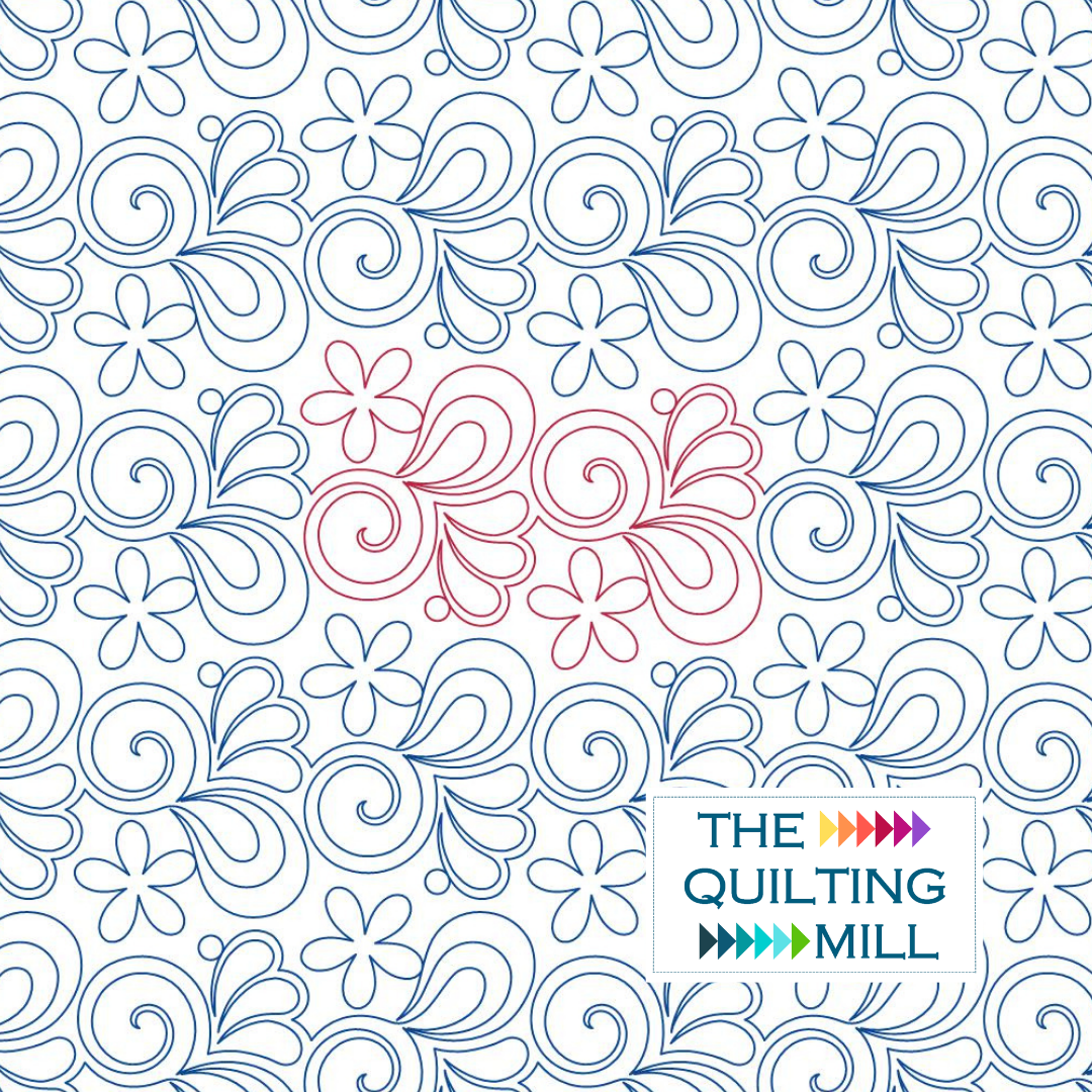 Jovial swirl quilting pantograph – playful floral swirl motion design for longarm quilting machines