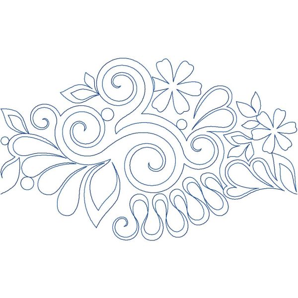 Close-up of Jungle Swirls digital pantograph design showing detailed organic swirls and curling vine motifs for machine quilting