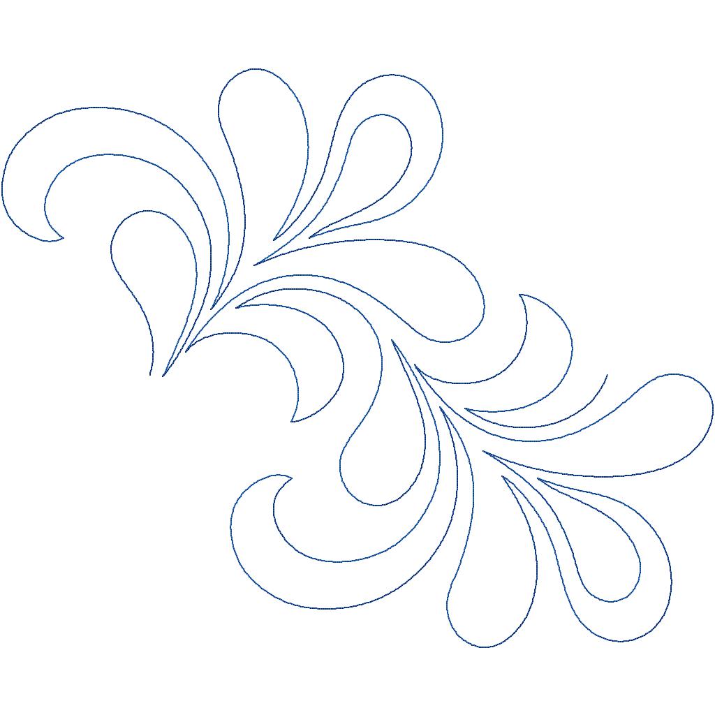 Close-up of Lady Catherine feather quilting pantograph showing detailed swirl and plume stitching