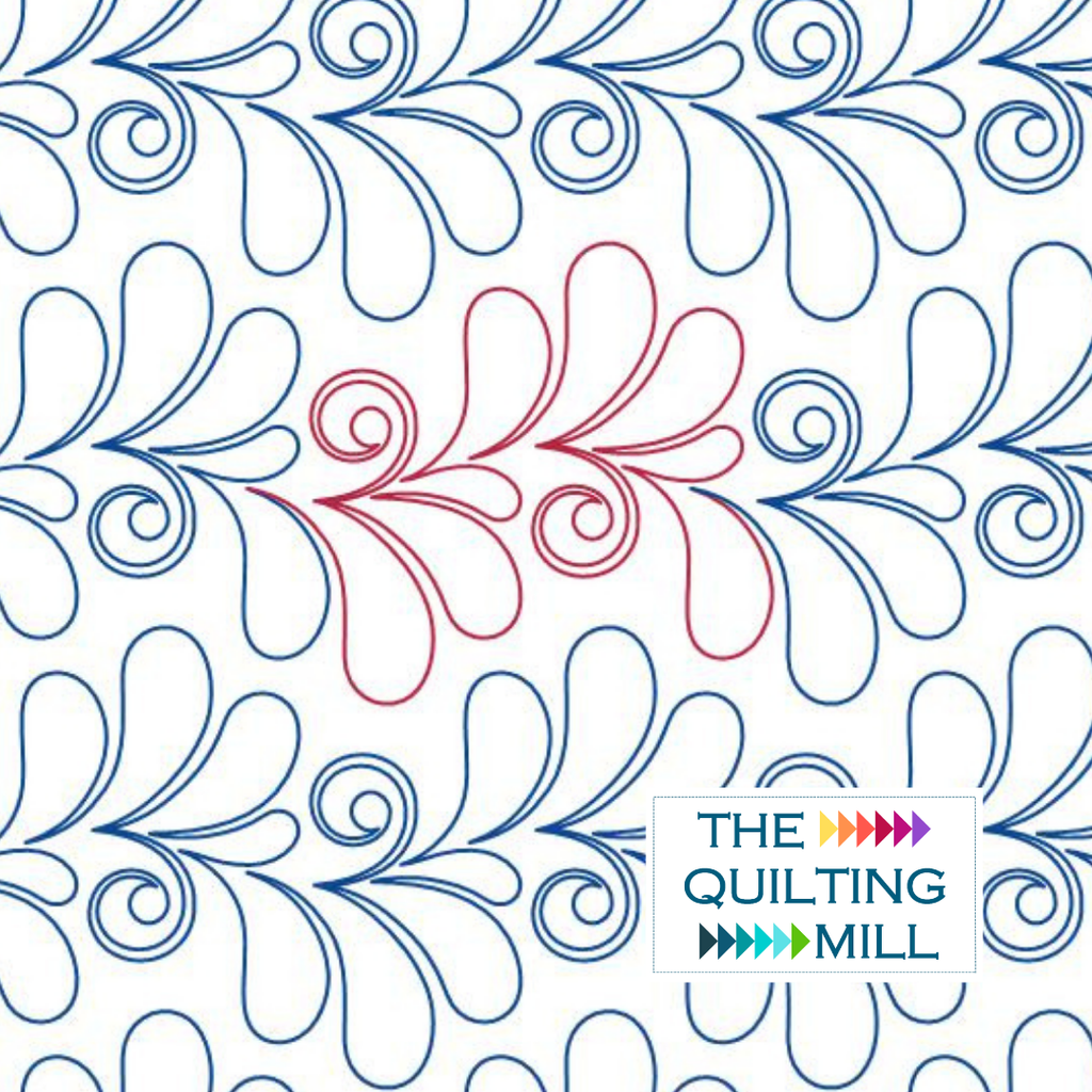 Longbourn Swirl feather swirl digital pantograph pattern with graceful curling swirls for longarm quilting