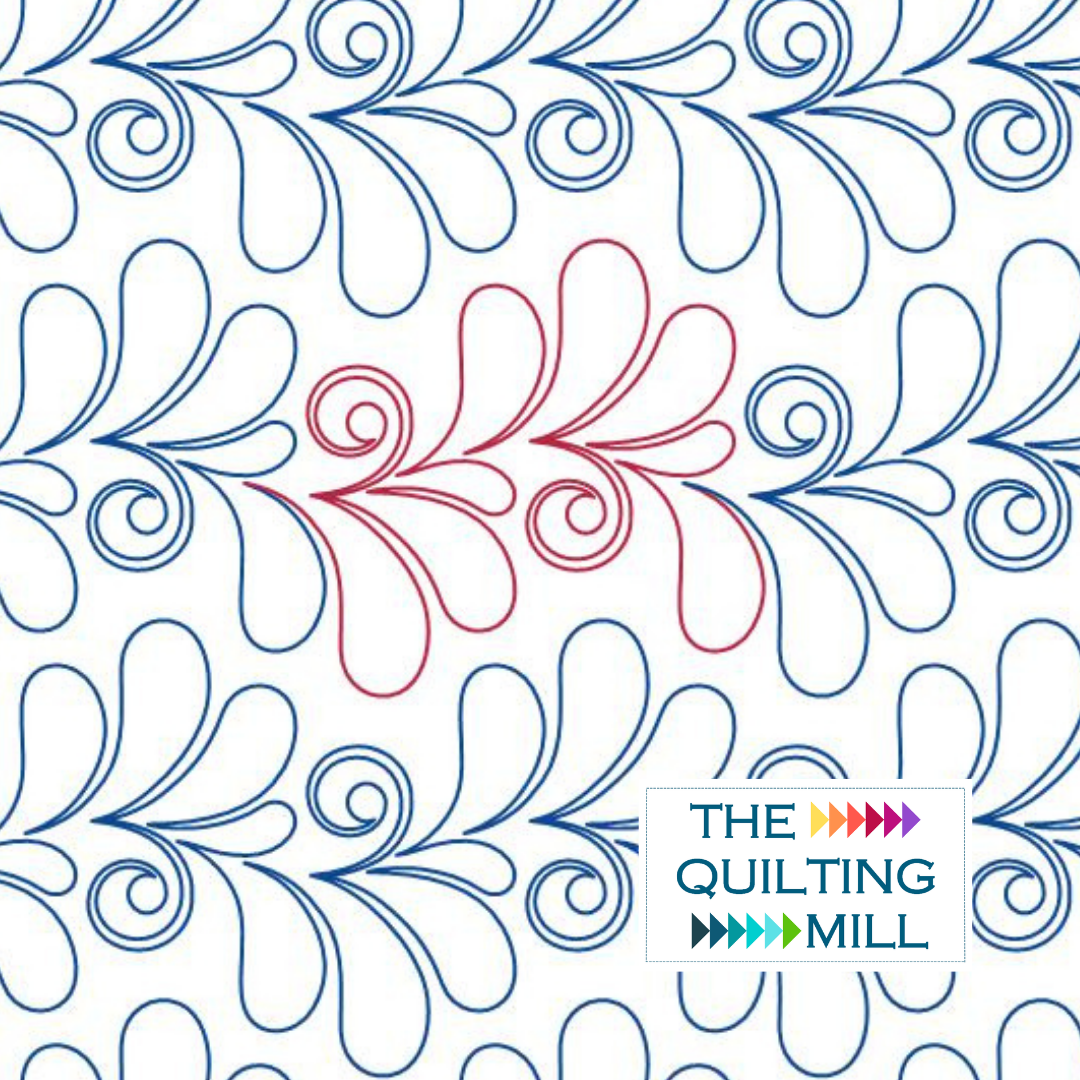 Longbourn Swirl feather swirl digital pantograph pattern with graceful curling swirls for longarm quilting