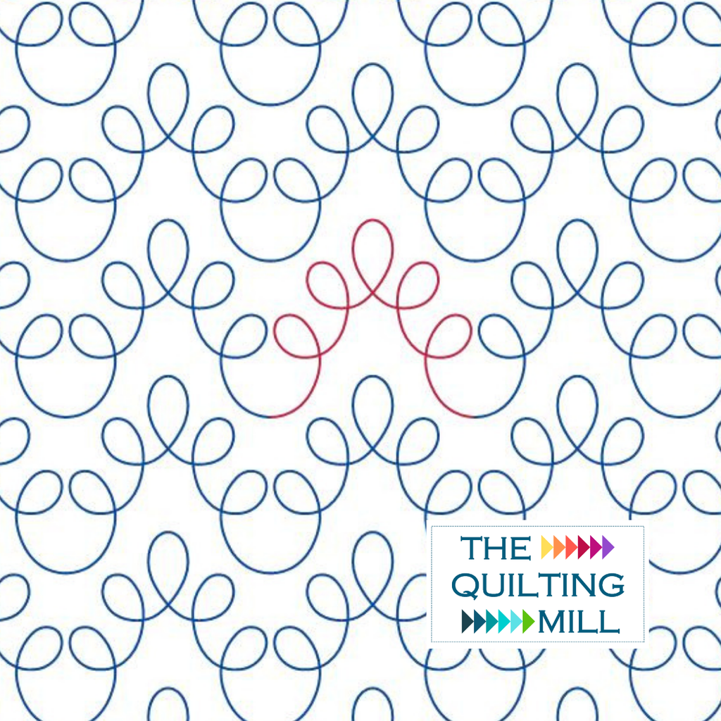 Loop-de-Doo loop pantograph pattern shows an edge-to-edge loop design with airy curves and a fun modern theme for longarm quilting patterns.