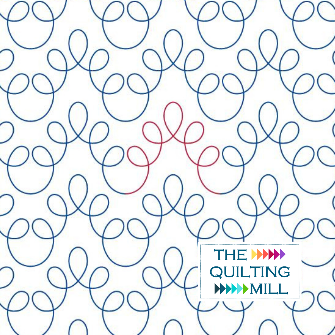 Loop-de-Doo loop pantograph pattern shows an edge-to-edge loop design with airy curves and a fun modern theme for longarm quilting patterns.