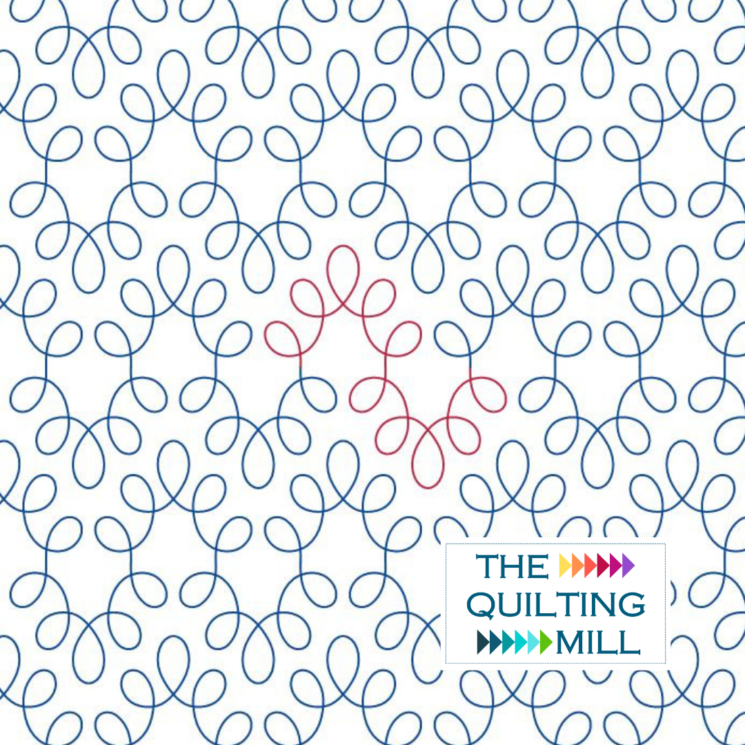 Loop-de-Double fun loop pantograph for baby quilts shows a whimsical loop quilting design with airy nested loops and a lively quilted finish.