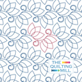 Lotus Curlicue flower quilting pantograph with pointed lotus petals and spiral curls for longarm quilting