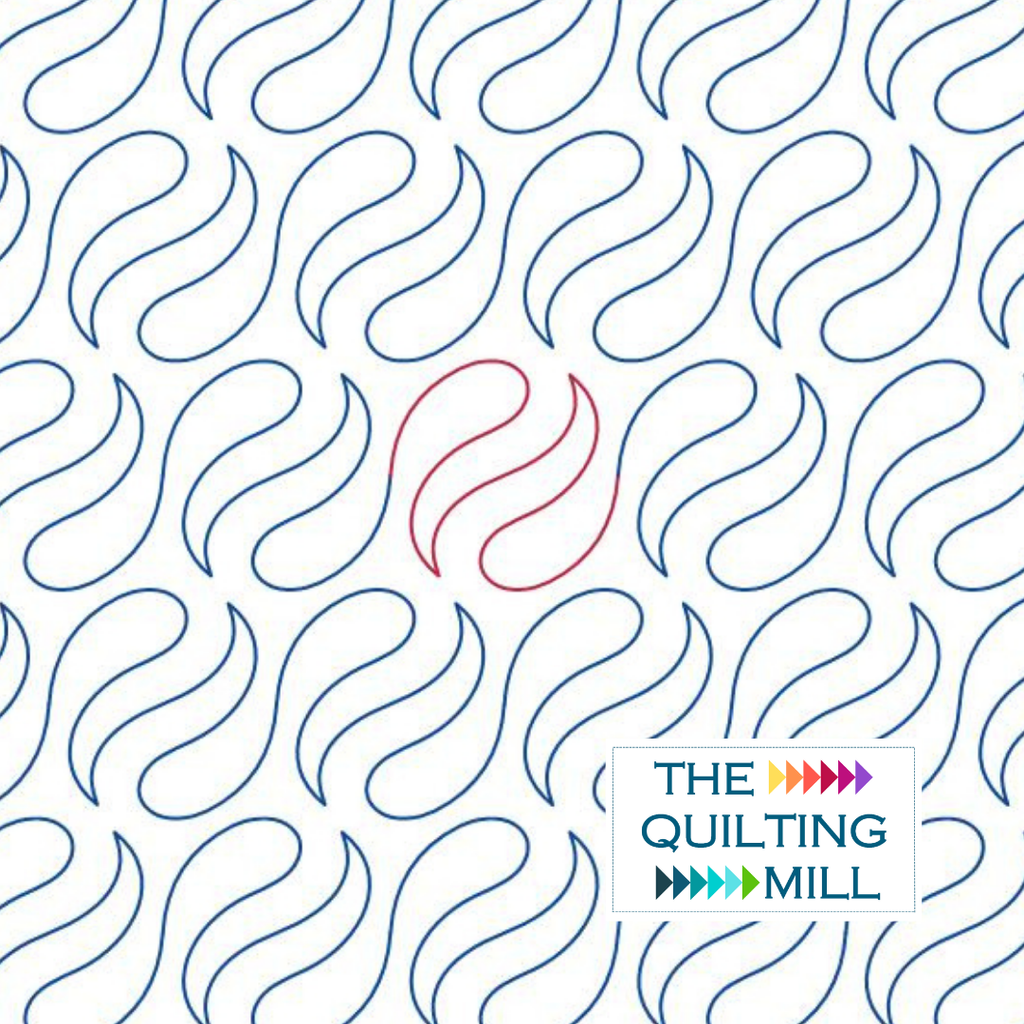 Marbling wave quilting pantograph by The Quilting Mill showing repeating S-curve flame waves in a fluid continuous-line design that creates mesmerizing all-over texture for modern longarm quilting.