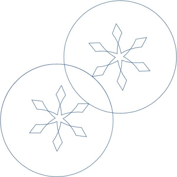 Close-up of Matchless Frosty Peels digital pantograph showing crisp snowflake motifs nested inside smooth circular peel shapes