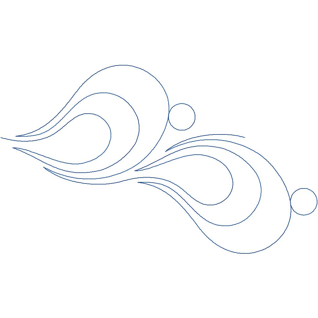 Close-up of Mussels coastal digital pantograph showing detailed teardrop shapes and circular accents in a flowing sea-inspired longarm quilting repeat