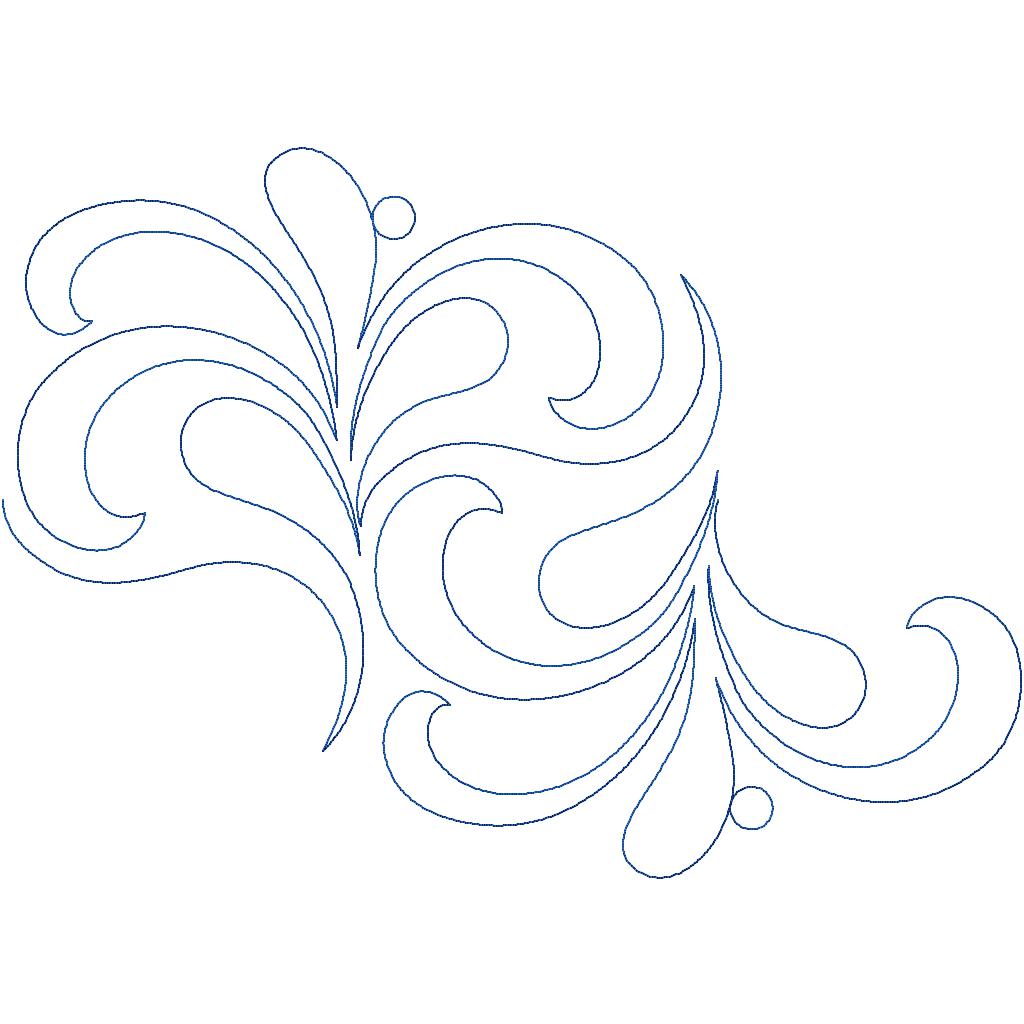 Close-up of Netherfield quilting pantograph showing soft feather curls and swirl detail