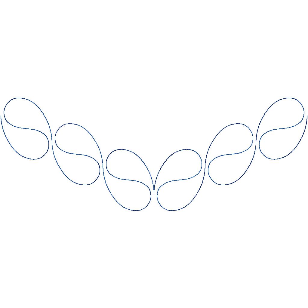 Close-up of On the Bend pantograph showing rhythmic bending curves and continuous stitch path