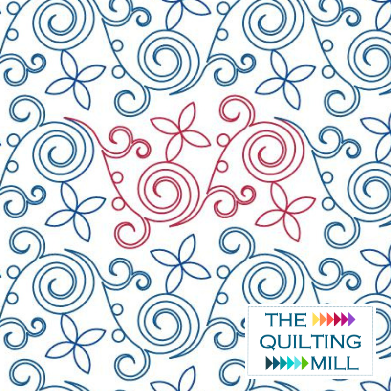 Orange Blossom Blitz fun digital longarm design featuring bright cheerful floral motifs in a playful edge-to-edge quilting pantograph