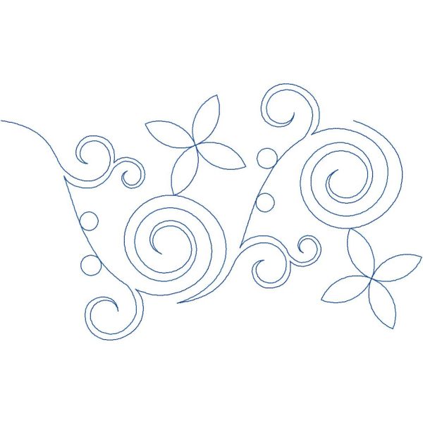 Close-up of Orange Blossom Blitz digital pantograph showing flowing orange blossom floral detail and continuous-line repeat for machine quilting