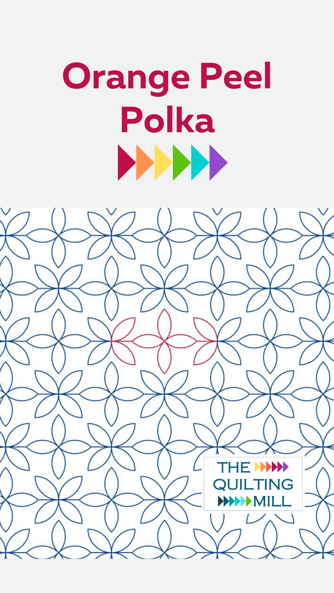 Full view of Orange Peel Polka petal quilting pantograph displaying a continuous flower petal quilting pantograph design with repeating interlocking curved petal shapes across the entire design sheet.