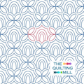 Orange Peels and Rainbows kids quilt pantograph hero image featuring The Quilting Mill logo alongside interlocking orange peel curves and rainbow arches.