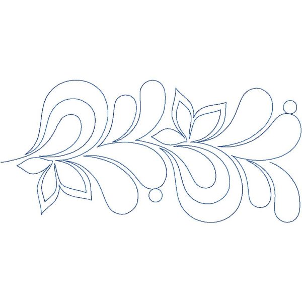 Close-up of Paradise botanical quilting pantograph showing graceful sweeping leaf curves and nature-inspired foliage detail