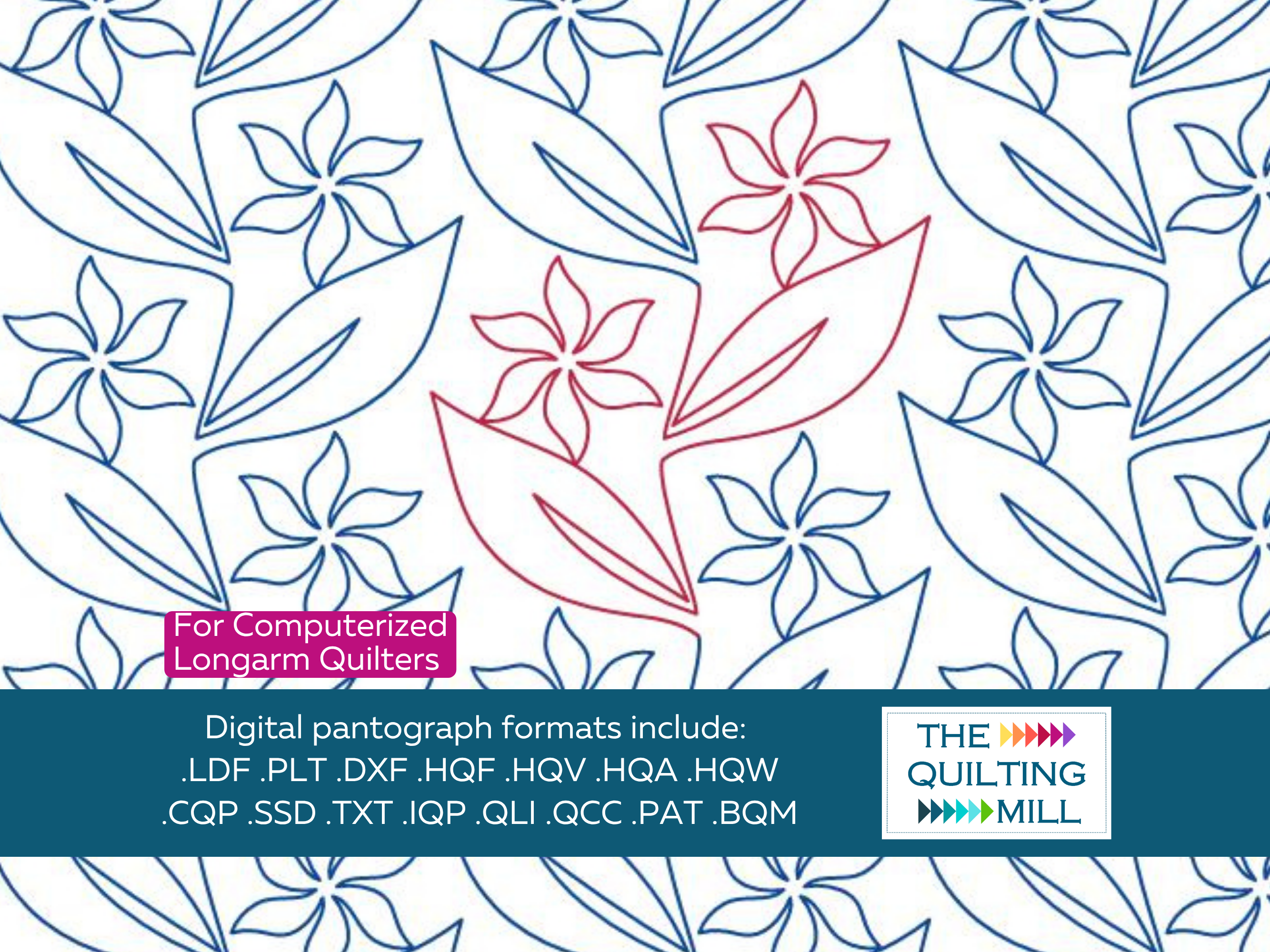 Paradise Vine tropical digital floral pantograph by The Quilting Mill – elegant vine and bloom edge-to-edge longarm design