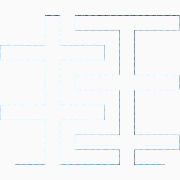 Close-up of Parking Lot Lines straight line quilting pantograph showing crisp minimalist geometric grid stitching detail for digital longarm quilting