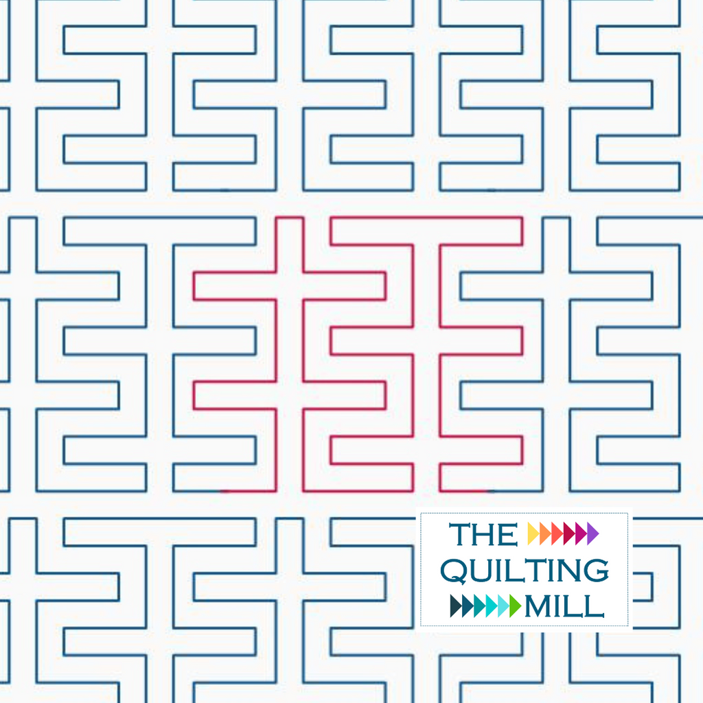 Parking Lot Lines maze quilting pantograph product image showing clean minimalist straight line grid pattern for longarm quilting machines
