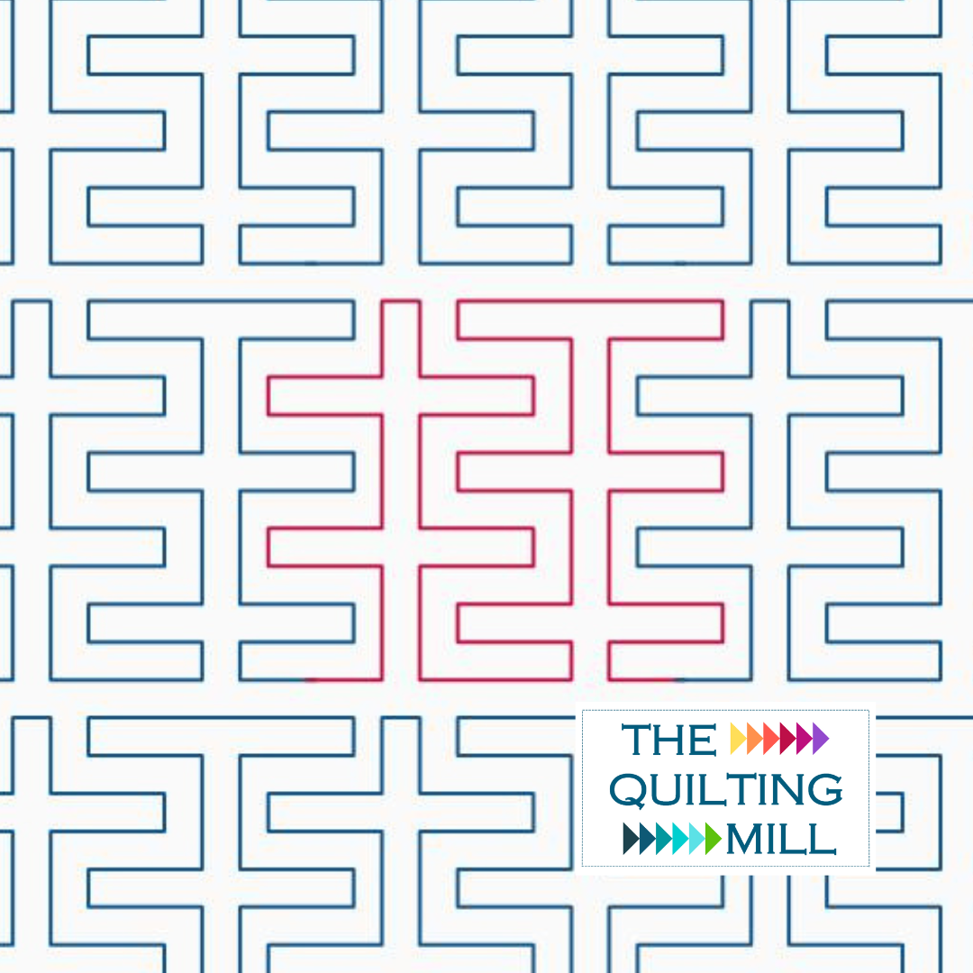 Parking Lot Lines maze quilting pantograph product image showing clean minimalist straight line grid pattern for longarm quilting machines