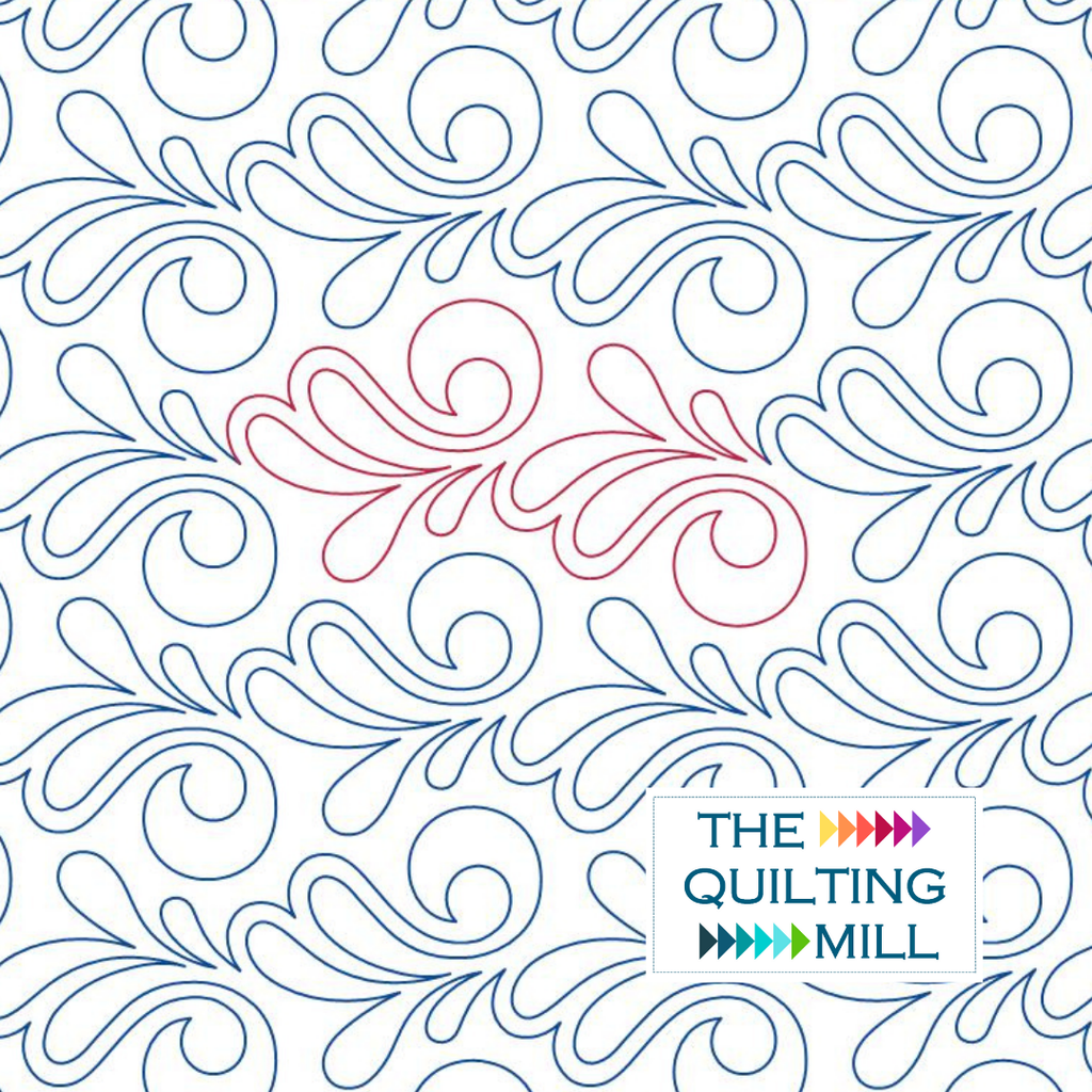 Pelagic swirl quilting pattern – feather and swirl pantograph digital download for longarm quilting machines