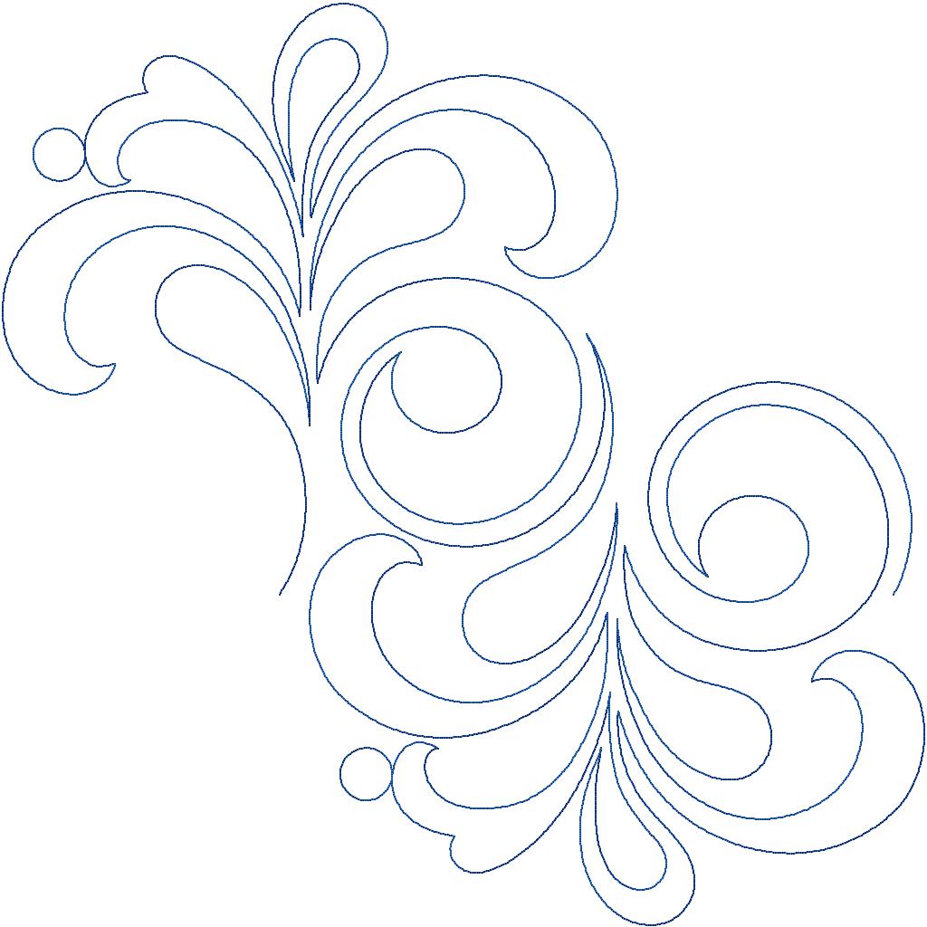 Close-up of Pemberley quilting pantograph showing soft feather curls and swirl detail