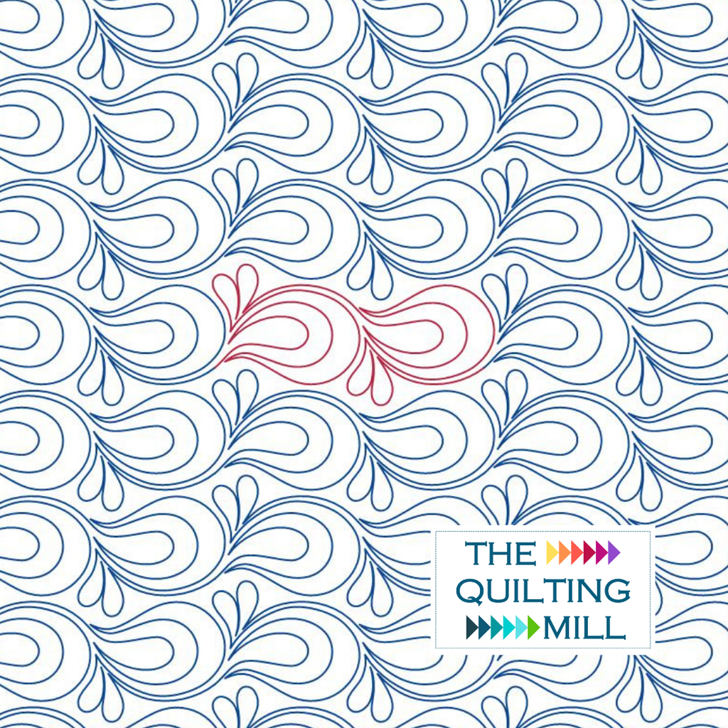 Petite Paisley paisley quilting pantograph with flowing curves and delicate teardrop accents for longarm quilting