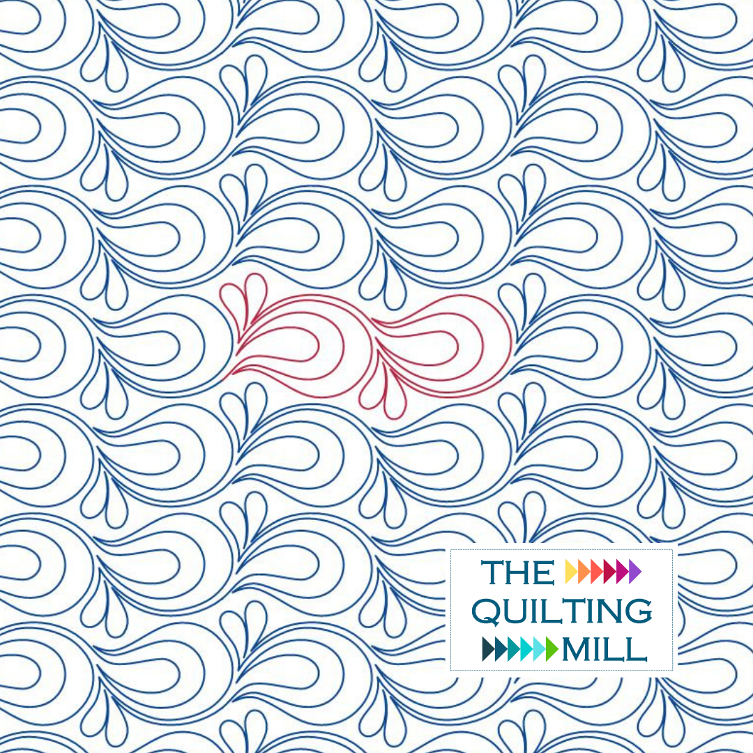 Petite Paisley paisley quilting pantograph with flowing curves and delicate teardrop accents for longarm quilting