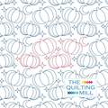 Pumpkin Twilight Halloween pantograph with outlined pumpkins, crescent moons, and sparkle stars, a digital longarm design