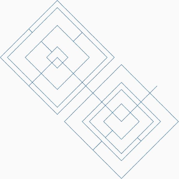 Close-up of Quandary 2 diamond quilting pantograph with sharp angular lines and crisp geometric diamond repeat detail