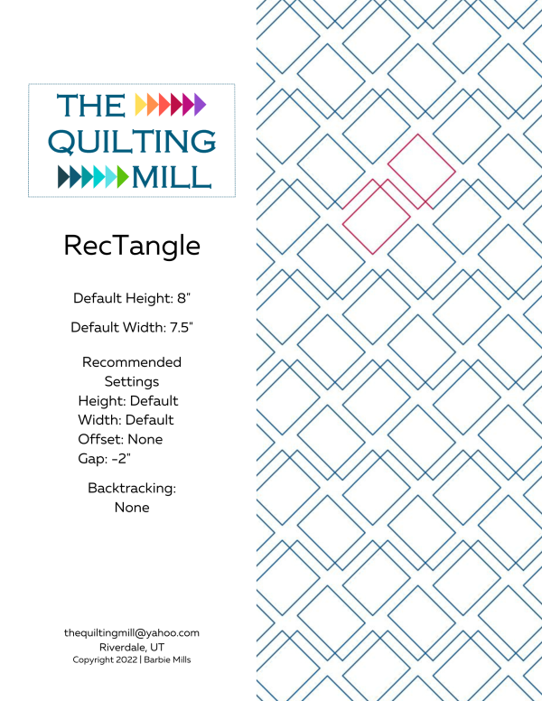RecTangle digital pantograph download product info sheet with specifications for digital pantograph longarm machines