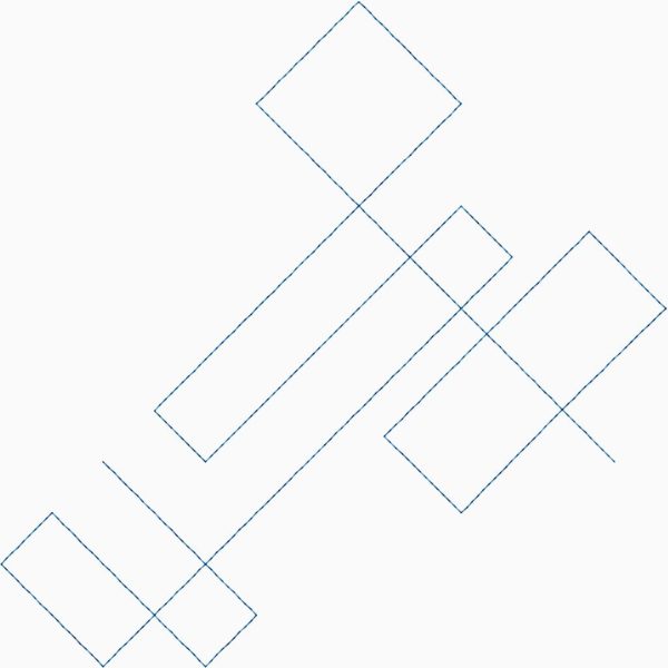 Close-up of Skating Rink Carpet geometric quilting pantograph with sharp abstract lines and clean continuous-line repeat detail