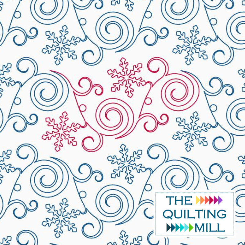 Snow Blitz holiday digital pantograph – swirling bells and snowflake design for longarm quilting machines