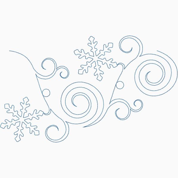 Close-up of Snow Blitz snowflake quilting pantograph showing swirling holiday bells and sparkling snowflake motif detail